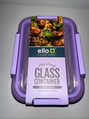 ello Color Lock Purple Glass Food Storage Container - 3.4 Cups